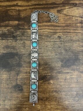 Vintage Silver-Tone Hamsa Bracelet